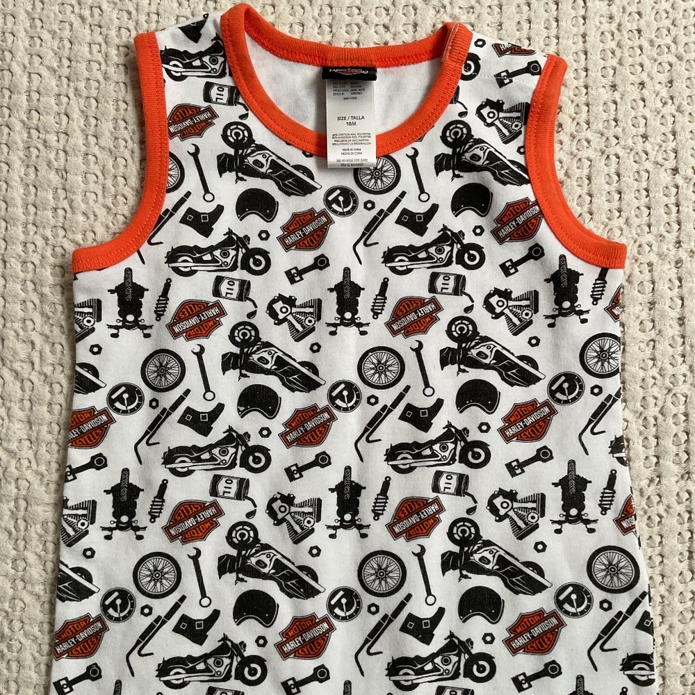 Toddler Baby HARLEY DAVIDSON/Patterned Romper/ Vintage American 18 months